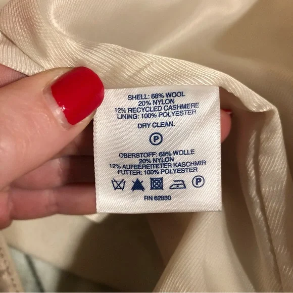 Lands’ End Wool Blend Cream Peacoat - Picture 6 of 7